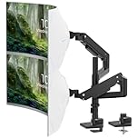PUTORSEN Heavy Duty Dual Monitor Arm for 17" to 49" Flat and Curved Screens, Vertical Monitor Mount Desk Fully Adjustable, Support Up to 44lbs, VESA 75/100