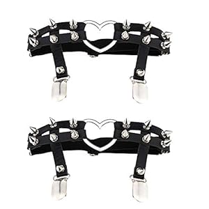 Daimay 2 STKS Gotische Studded Heart Garters Been Ring Been Elastische Punk Harnas Gordel Verstelbare Suspender met 2…