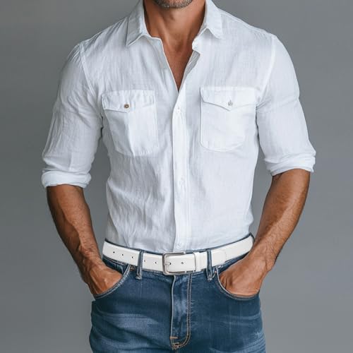 maikun Mens Black Leather Belt, Casual Dress Belts For Men, Classic Design Pin Buckle3