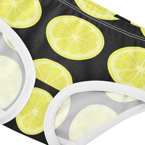 Bright Yellow Lemon Slices Black Panties Little Girl Girls Underwear Toddlers Cotton Cartoon Briefs Underpants 2t4