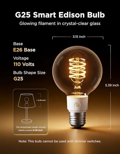 Image of Govee Edison Bulbs, G25 Smart Vintage Light Bulbs, RGBWW, E26 Base 4 Pack | RGBWW and Tunable White, Compatible with Matter, Alexa & Google Assistant, Vanity light bulb for Living Room Kitchen