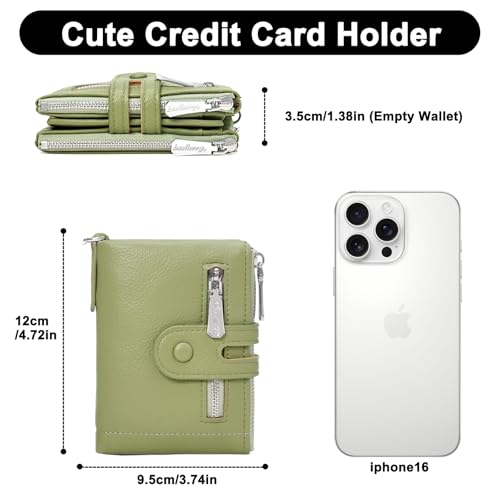 Small Women's Wallet Bifold Card Holder with 2 Zipper Coin Pockets Chain Wallet for Women Soft Leather3