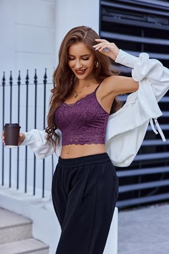 Image of Avidlove Lace Bralette for Women Spaghetti Strap Tank Top V Neck Slim Basic Camisoles