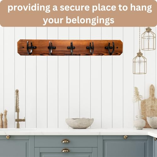 Black Saddle 0424 Rustic Coat Rack Wall Mount With Horseshoe Hooks thumb #2