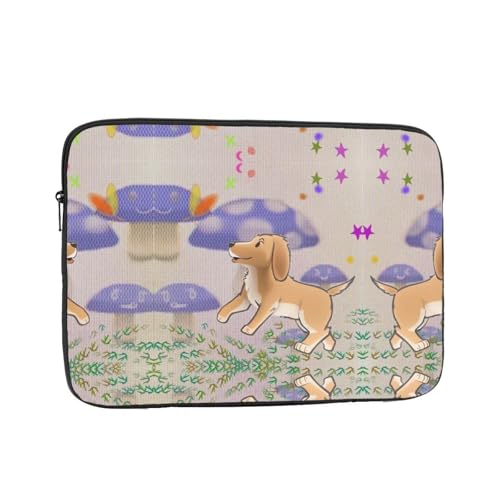 Cartoon Mushroom With Dog Laptop Sleeve Case 17 Inch Suitable For Notebook Computer Tablet Traveling Carrying Simple Case