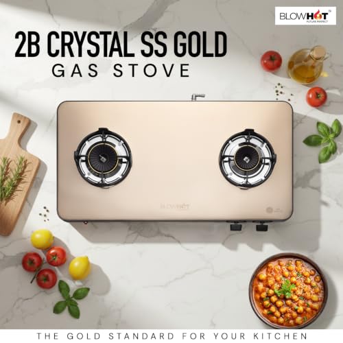 Image of BLOWHOT Crystal 2B Gas Stove | Stainless Steel Top | Push Button Auto Ignition Gas Stove Powered by Battery | Warranty - 2 Year on Product | 5 Years on Burner and Gas Valves