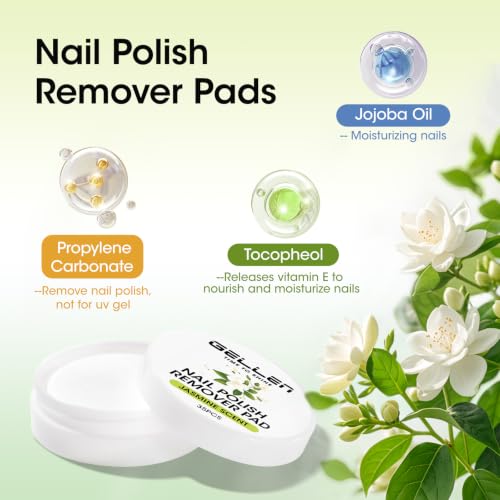 Image of Gellen Nail Polish Remover, 5-9s Quick Removal, Jasmine Scent, Non-drying | Dip Twist Sponge Nail Polish Remover Pot For Fingernail Toenail, Non-Acetone Free, Gentle Formula Shea Butter & Vitamin E