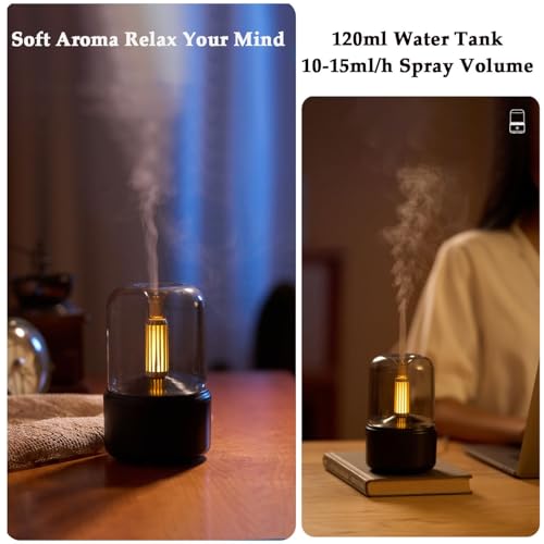 Difusor aromático eléctrico con luz tipo vela y tanque 120 ml miniatura 3