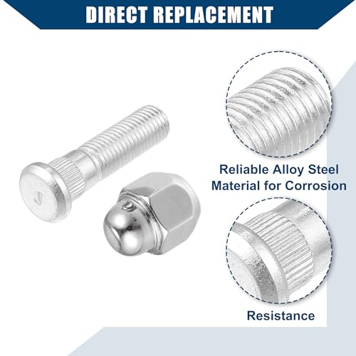 Image of No.52950-14140 /52950-M1000 M12-1.5 Wheel Stud Bolt for Hyundai Elantra Santa Fe for Kia Forte Rio /Front Rear Left Right Wheel Lug Stud /Alloy Steel 12.97mm Knurl 21mm Hex / 1 Set (Pack of 2)