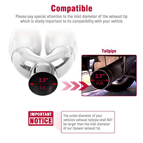 Upower Dual Exhaust Tips 2.5" Inch Inlet 3.5" Outlet 9.5" Length Vacuum Plating Blue Polished Stainless Steel 1.2Mm Thickness Double Wall Slant 2.5" To 3.5" Exhaust Tailpipe #TOP1
