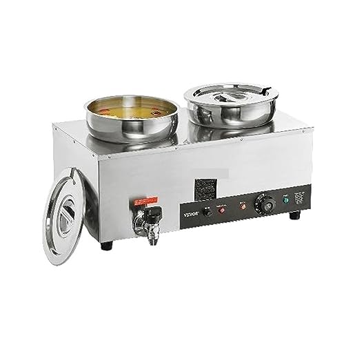 Electric Soup Warmer with 2/3/4 * 7.4 Qt Food Kettle Warmer Stainless Steel Cooking Pot Heat Resistant for Restaurant Home(2x7.4QT 1200W)