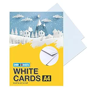 DOODLEDASH White Cards A4(Paper Size :- 8.3 x 11.7 inches)210 GSM for Greeting Cards, Art & Craft, Home & School Projects, Office Stationery (A4, Pack of 100 Sheets)