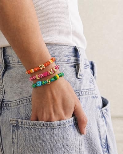 Image of MYCUTEY Initial Bracelet Making Kit - DIY Friendship Bracelet Kit with Bubble Letter,Pony Beads,Woven Ropes & Charms,Custom Beaded Bracelets Making Supplies,Jewelry Making Kit,Personalized Craft Gifts