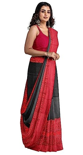 Image of eC ESHA'S COLLECTION Women's Cotton Blend Begumpuri Handloom Saree With Unstitched Running Blouse Piece