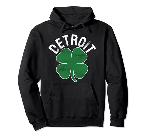 Día de San Patricio Shamrock Detroit Michigan Irlandés Hombres Mujeres Sudadera con Capucha