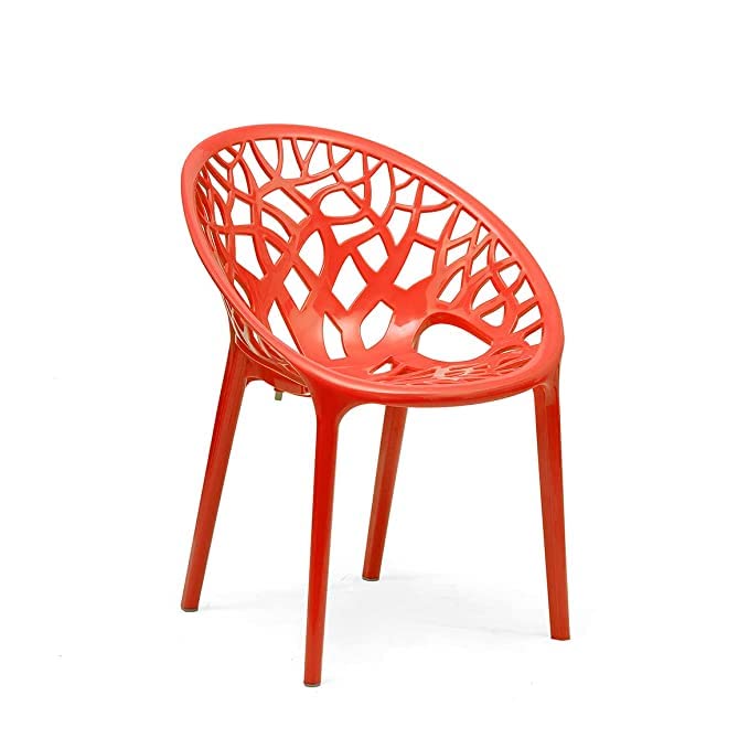 Image of SkyGlamour Neelkamal Crystal Plastic Chair | Chairs for Home, Living Room, Garden, Patio Durable Indoor & Outdoor |Plastic Chair Set of 2; Colour: Red