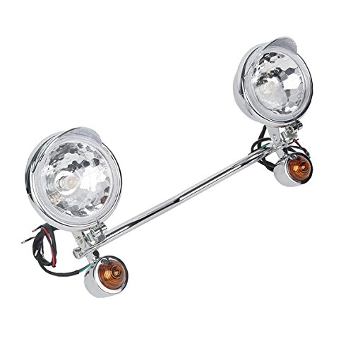 TCMT Driving Passing Chrome Spotlight Bar & Turn Signals Fits For Honda VT 750 VT 1100 VTX 1300 1800 Shadow GL Harley Suzuki Yamaha Cruisers
