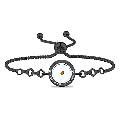 FAADBUK Christian Mustard Seed Bracelet Christian Gift With God All Things Are Possible Mustard Seed Jewelry Bracelet Religious Gift Jewelry