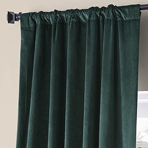 Image of HPD Half Price Drapes Signature Plush Velvet Blackout Curtains for Bedroom (1 Panel), 50W X 108L Hotel Black Out Curtains for Living Room, Thermal Insulated Blackout Curtains for Windows, Spirit Green