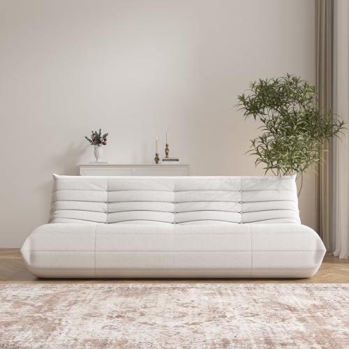 Big Bean Bag Chairs for Adults, 3 Seater Large Bean Bag Chair Sofa, Fireside Chair Lazy Sofa Chair with High Density Comfortable Foam, Modern Bean Bag for Living Room, Bedroom, Office (Beige)