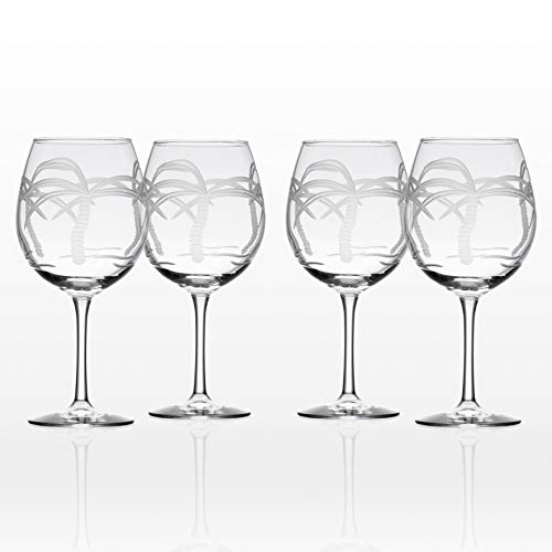 Rolf Glass Palm Tree Balloon Wine Glass 18 ounce Set of 4 Red Wine