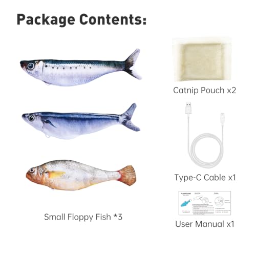 Petgravity Motion-Activated Flopping Fish Cat Toy (3-Pack, Rechargeable) — view 9