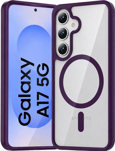 Image of ArmourPro MagSafe Compatible Case for Samsung Galaxy A17, Magnetic Wireless Charging Back Cover with Clear Back, Flexible TPU Bumper, Camera Protection | Purple