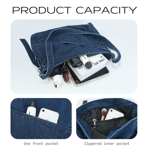 Denim Shoulder Bags for Women Retro Jean Hobo Purse With Adjustable Strap Large Tote Handbags3