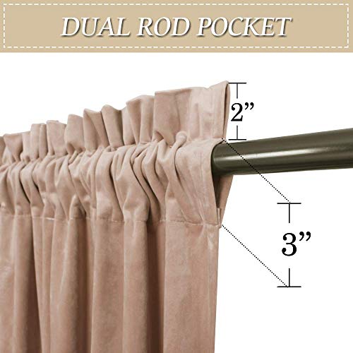 Image of RYB Home Blush Velvet Curtains - Room Darkening Curtains for Nursery, Extra Long Soft Bedroom Window Drapes for Kids Dining Room Sliding Glass Door, Wide 52 x Long 108, Blush, 2 Pcs