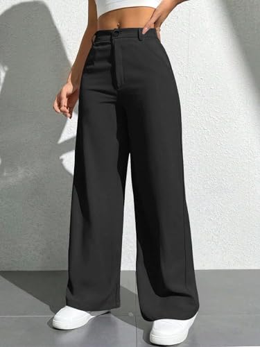 Image of Toochki Trousers for Woman Pants Women's Formal Office Korean | Beige Black Track Pant | Straight | Cotton Spandex Stretchable Trouser | High-Waisted Bottom Wear
