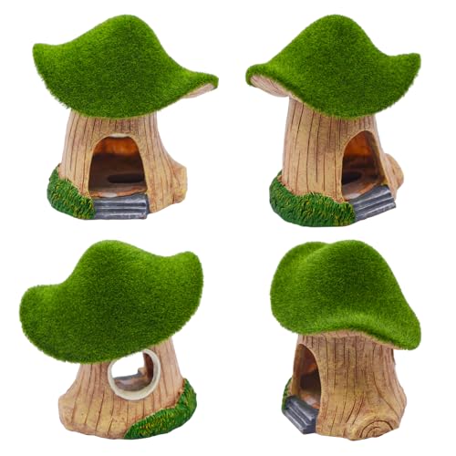 Image of AnRui Green Moss Mushroom Aquarium Decor Cute Fish Tank Decorationss Resin Aquarium Decor Hideout Cave Ornament for Small Fish, Hermit Crab, Shrimp, Goldfish and Reptiles