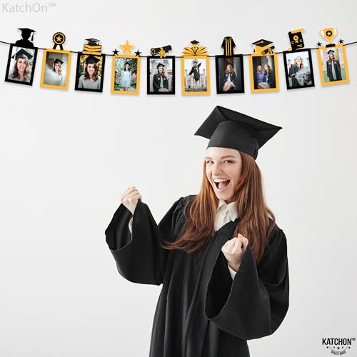 Image of Graduation Decorations 2026 | Gold and Black Graduation Photo Banner - 5x7, 10 Feet | Grad Banner for 2026 | Graduation Decorations Class of 2026 | Grad Party Decorations | KatchOn