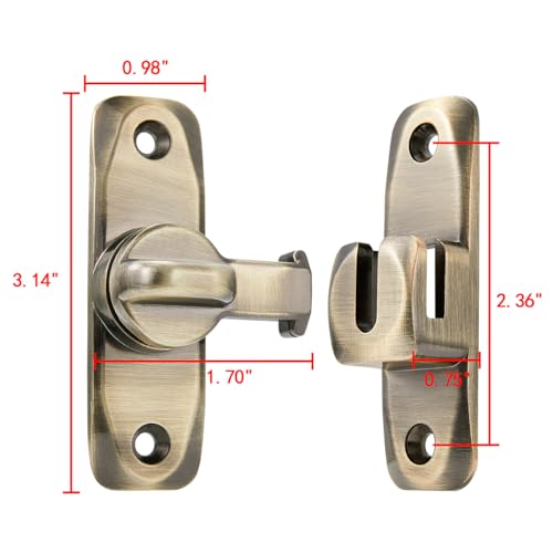 Image of INIRET Barn Door Latches,Bronze 90 /180 Degree Gate Lock,Zinc Alloy Right Angle Door Lock Latch,Flip Gate Latches Hardware,Door Security Sliding Door Latch Lock fo Cabinets,Bathroom,Barn Door