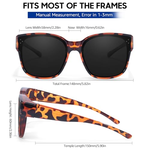 Image of Xfeel Polarized Over Glasses Sunglasses for Women Fitover Sun Glasses | Sunglasses that Fit Over Glasses, UV400 Protection, Outdoor Driving Shades, Over Reading /Prescription Glasses Sunglasses