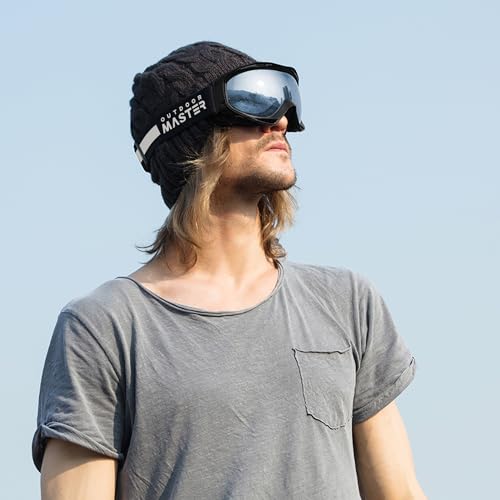 Image of OutdoorMaster OTG Ski Goggles - Over Glasses Ski /Snowboard Goggles for Men, Women & Youth - 100% UV Protection (Black Frame + VLT 42% Polarized Blue Lens)