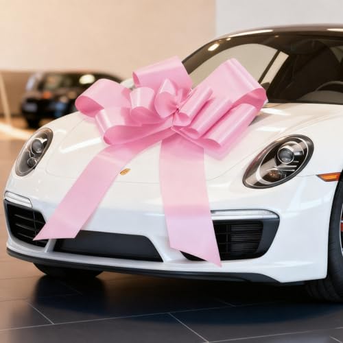 GYDbow 30 Inch Giant pink Car Bow: Extra Large Pull Bow for New Car Gift Graduation Birthday Surprise Big Pink Bow Accessories for Vehicle Decor