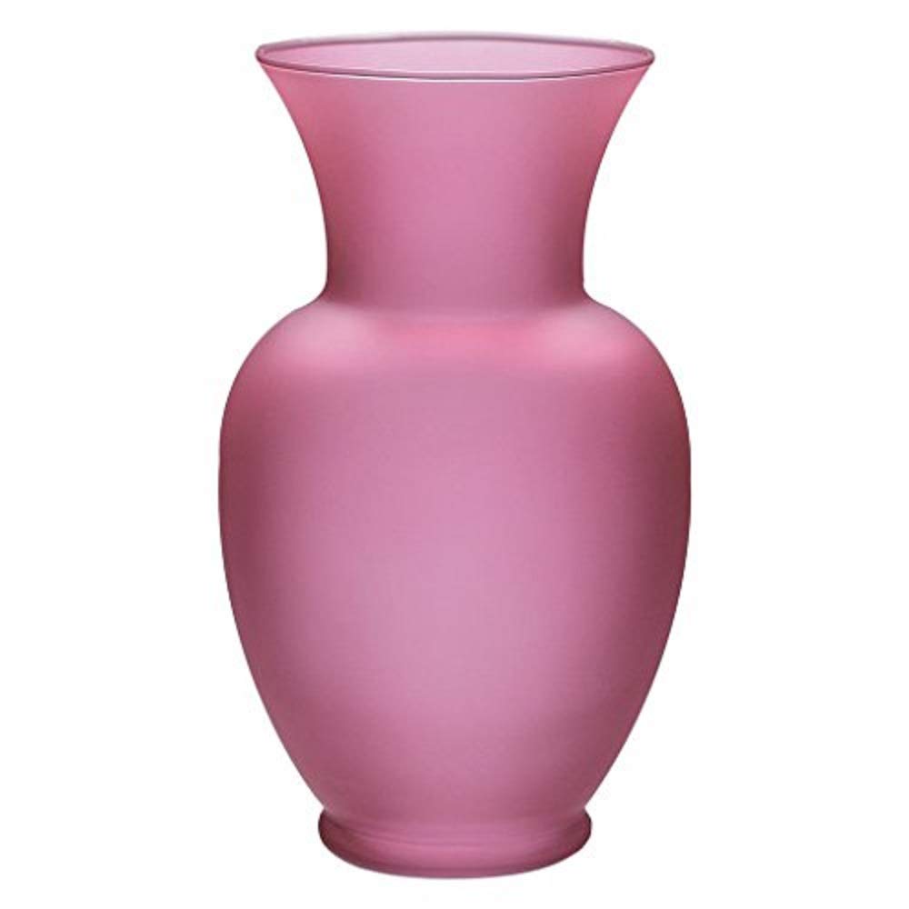 Floral Supply Online 8 3/4" Spring Garden Vase and Flower Guide Booklet - Decorative Glass Flower Vase for Floral Arrangements, Weddings, Home Decor or Office. (Pink)