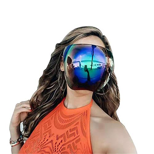 Oversized Huge Big Shield Full Face Polarized Large Mirror Sunglasses, Face Shield Mirrored Visor Glasses/sunglasses for Men Women, Ideal for Long Term Wear Reusable Sunglasses