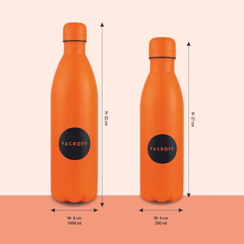 Image of CLAY CRAFT VACBOTT Stark Neon Double Walled|18 Hours Hot and 24 Hours Cold Water Bottle Vacuum Insulated Flask Bottle 500 ml Steel Bottle for Travelling|BPA-Free|BIS Certified|1Year Limited Warranty