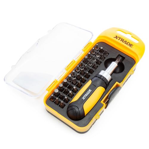 XTrade X0900077 38 Piece Ratchet Screwdriver Set Assorted S2 Screwdriver Bits & Accessories with Comfortable Handle - Image 4