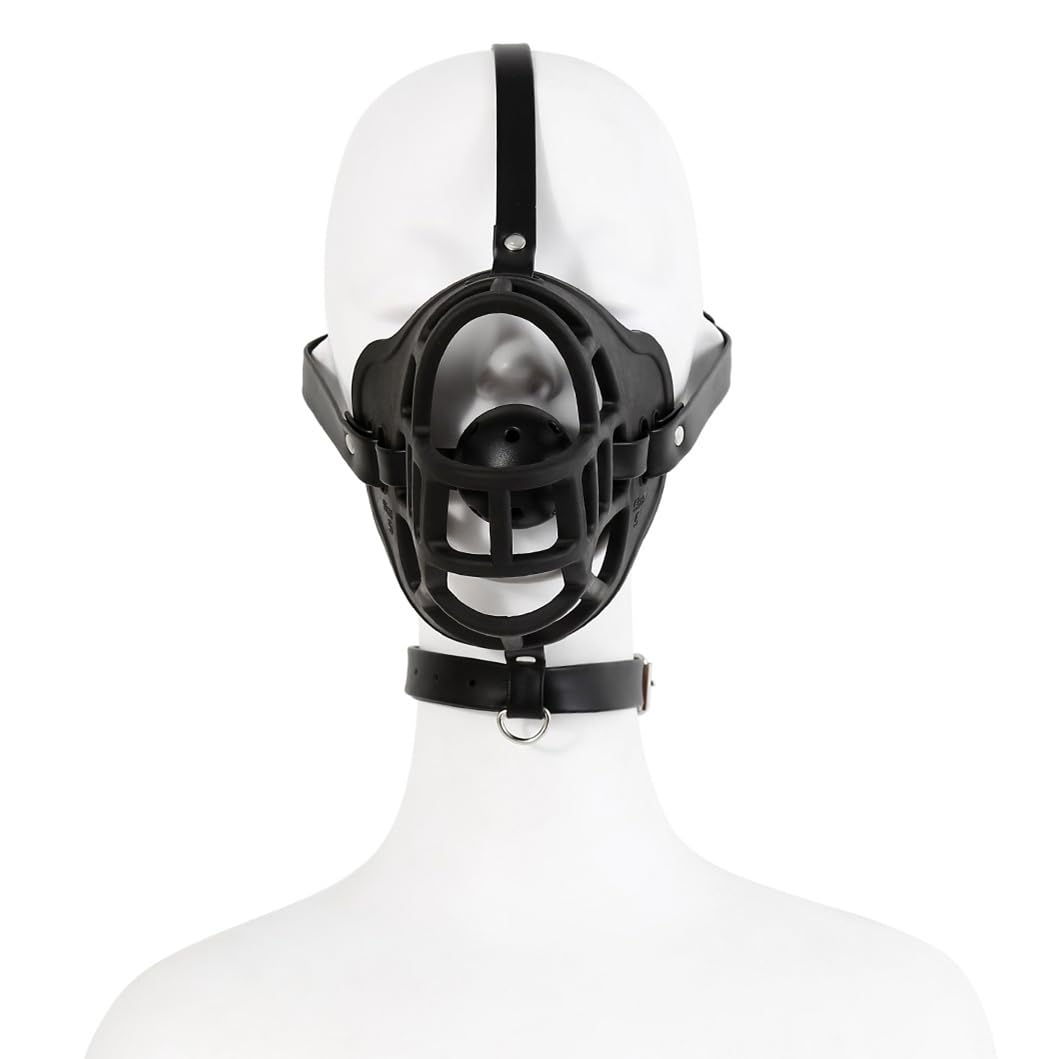 BDSM Open Mouth Gag Dog Muzzle Ball Gag SM Adjustable Open Mouth Ball Gag Fetish Head Harness for Men Women Adults Bondage Restraints Sex Play, Erotic Sex Toy for Couples Flirt Slave Roleplay