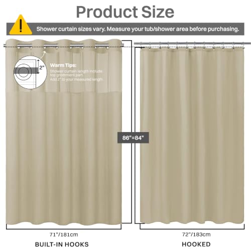 Aovfy No Hook Slub Shower Curtain with Liner, Linen, 71x86 by Aovfy - Used condition - Image 8