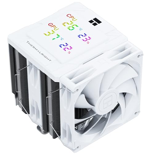 Thermalright Peerless Assassin 120 Digital White CPU Air Cooler, Digital Screen Top Cover,6 Heatpipes Computer CPU Cooler, for AM4/AM5,Intel LGA1700/1851/1150/1151/1200, PC Cooler-White