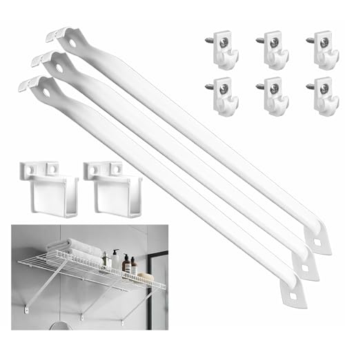 3 Pack Wire Shelf Brackets Heavy Duty Metal Support for Wire Shelving Brackets Closet Rod Brackets Wire Shelf Brackets 12 inch Sturdy and Stylish for Multi-Purpose Use in Closets and Bathrooms
