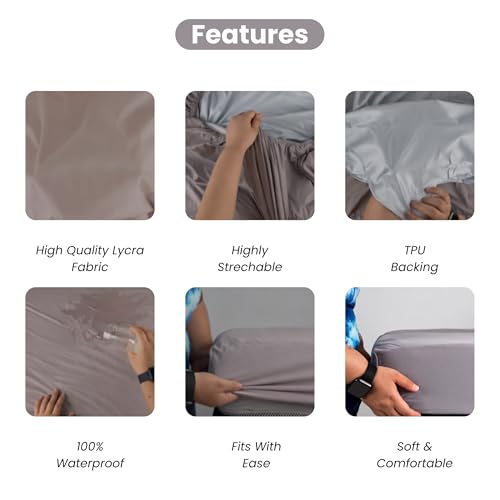 Image of Mattress Protector King Size, Lycra Waterproof Bed Protector King Size, 78x72x8 Inch, Breathable Noiseless Ultra Soft, Elastic Fitted Mattress Cover | Bed Cover (Grey)
