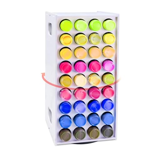 Image of Acrylic Paint Organizer, 2 oz Craft Paint Holder Rack with 72 Holes, 360 Spining Craft Storage Organizer Tower for Apple Barrel, Folkart Desk Organizer