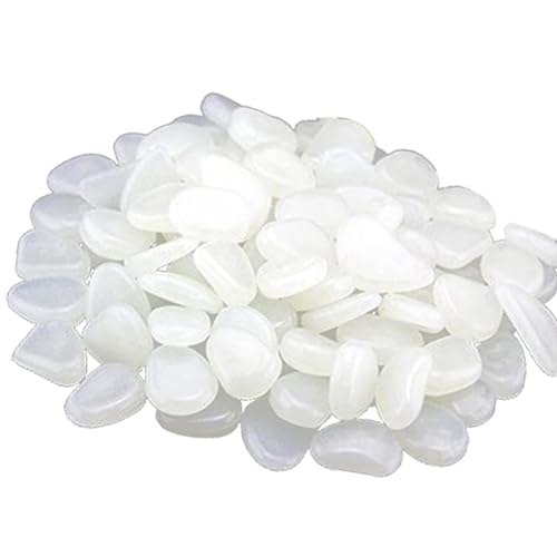 Pack de 300 Piedras Fosforescentes Guijarros Luminosos Blancos para Jardín, Acuario, Decoración Exterior e Interior Seguros, No Tóxicos, Sin Olor