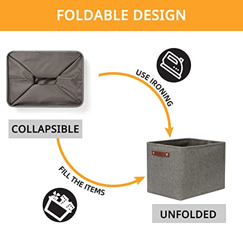 Dullemelo Grey Storage Baskets For Organizing 2 Pack 16"X12"X12" Fabric Shelf Baskets For Gifts Empty Large Storage Organizer For Closet,Clothes,Toys,Bedroom (Grey) #TOP5