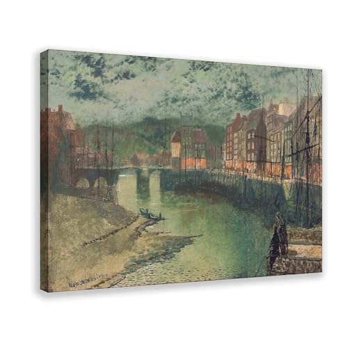 Toile Whitby Docks John Atkinson Grimshaw tableau déco murale 61x91 cm