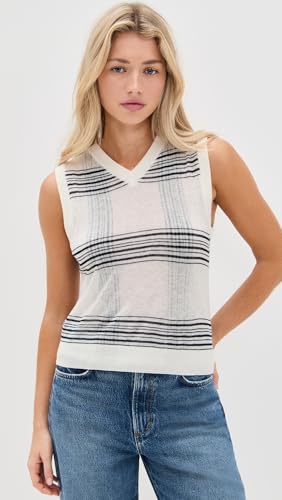 Vince Women's Plaid V Neck Vest2